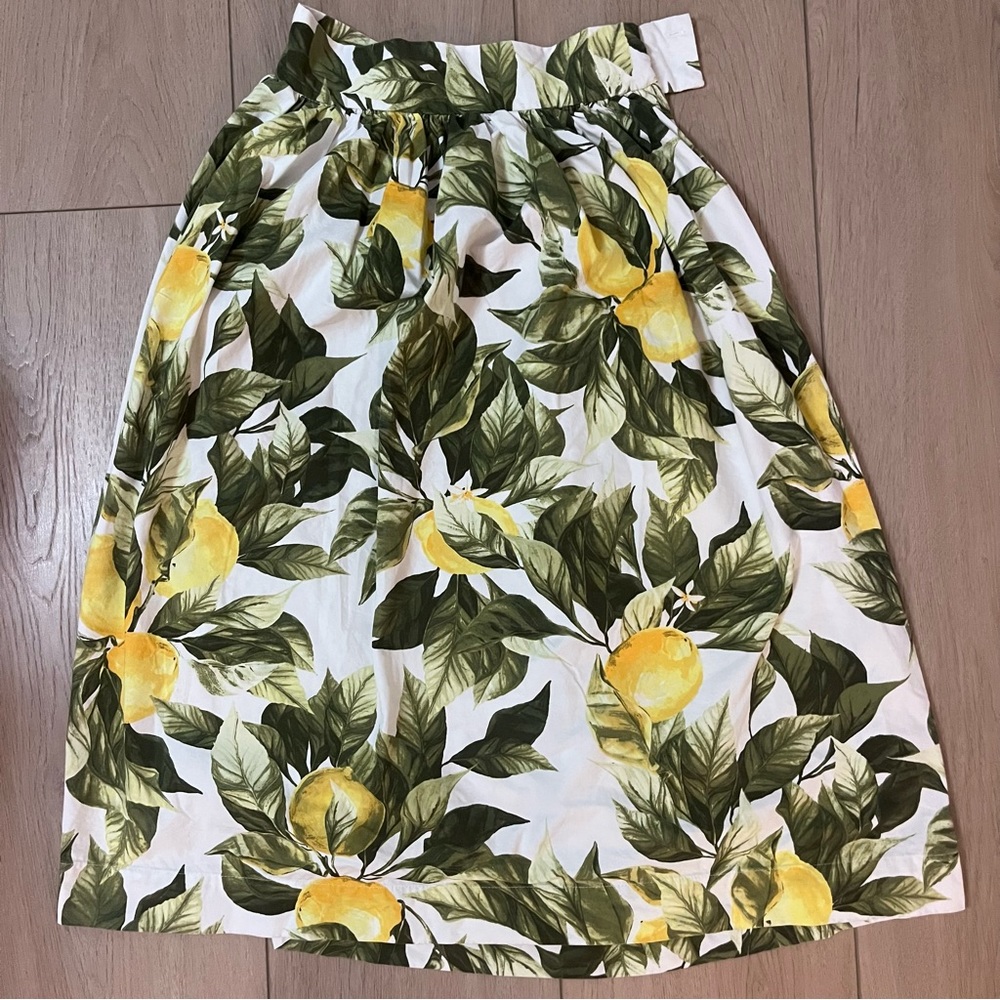 H&M Lemon Pattern Midi Skirt